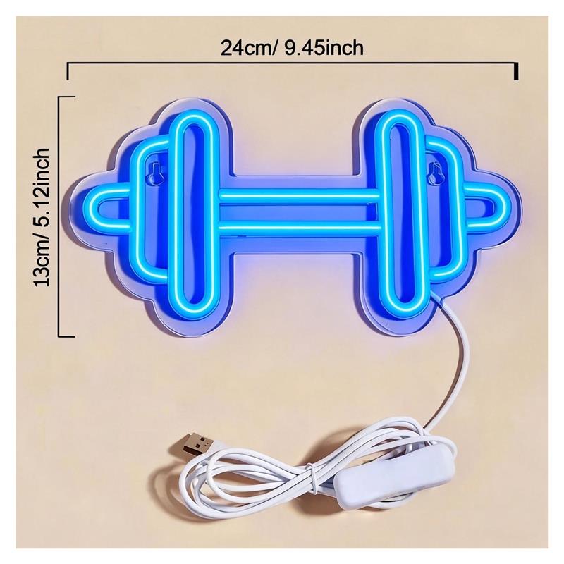 Dumbbell Shaped Neon Sign USB  - đánh giá và giá Home Gym Neon Sign