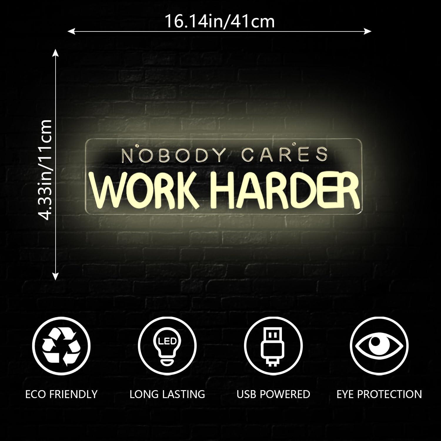 Nobody Cares Work Harder Neon  - đánh giá và giá Home Gym Neon Sign
