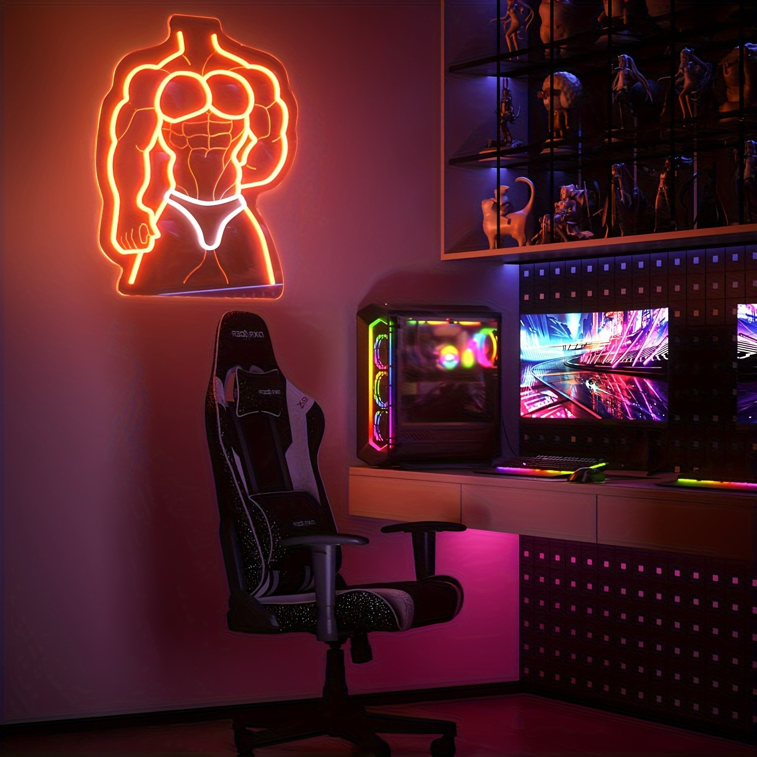 Muscle Man Neon Sign Orange Wh - đánh giá và giá Home Gym Neon Sign