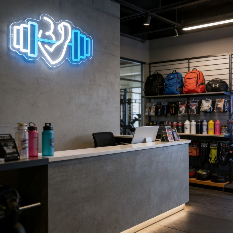 Bicep Dumbbell Neon Sign LED W - đánh giá và giá Home Gym Neon Sign
