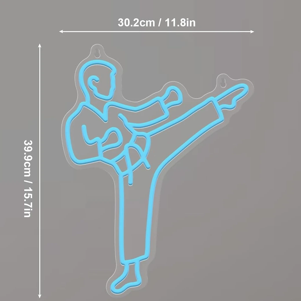 Karate Man Neon Sign Blue LED  - đánh giá và giá Home Gym Neon Sign